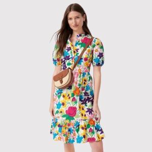 NWT J Crew Womens Dress Vibrant Garden Mini Sundress Puff Sleeve A Line Size 14